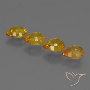 Sapphire Gemstones in 5.9 x 4.9 mm Size for Sale, Sapphire Stones in Apricot Orange Color