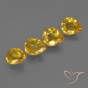2.42 ctw Golden Sapphire Stones, Natural Sapphire in Pear Facet Shape for Sale