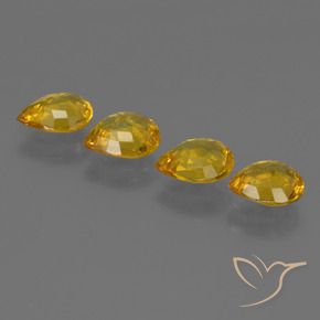 Sapphire Gemstones in 6.1 x 5.1 mm Size for Sale, Sapphire Stones in Golden Color