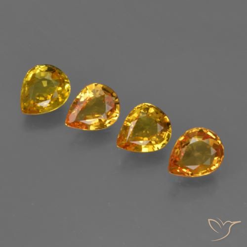 2.26 ctw Orange Sapphire Stones, Natural Sapphire in Pear Facet Shape for Sale