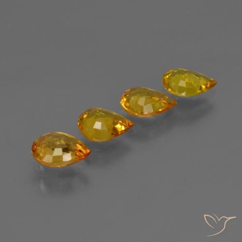 Sapphire Gemstones in 5.9 x 4.8 mm Size for Sale, Sapphire Stones in Golden Orange Color
