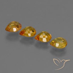 Sapphire Gemstones in 5.9 x 4.8 mm Size for Sale, Sapphire Stones in Medium Orange Color