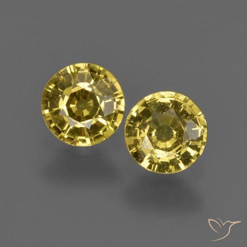 Zafiro amarillo suelto de 0,79 quilates, talla redonda de 4,5 mm, procedente de Tanzania, Photo A