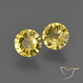 0.79 ctw Yellow Sapphire Stones, Natural Sapphire in Round Facet Shape for Sale
