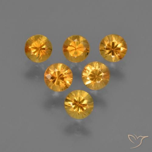 Lotto di zaffiro taglio rotondo da 6 pezzi 3,6mm - Peso totale di 1,37 ct / avg. 0,23 ct ciascuno, colore: Dorato scuro, durezza Mohs 9 adatto per gioielli da indossare ogni giorno, Mostra grande brillantezza, Photo A