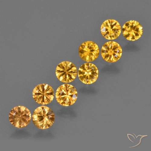 10pc 3.6mm Round Sapphire Lot - 2.06ct total Weight / avg. 0.21ct each, Color: Dark Golden, Mohs Hardness 9 suitable for daily wear jewelry, Taurus Zodiac Stone, Photo A