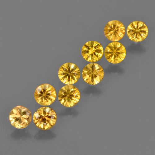 10pc Round Golden Sapphire Lot from Tanzania - Weight 2.13ct total / avg. 0.21ct each, Size 3.6mm, Color: Golden, Mohs Hardness 9 suitable for daily wear jewelry, Taurus Zodiac Stone, Photo A