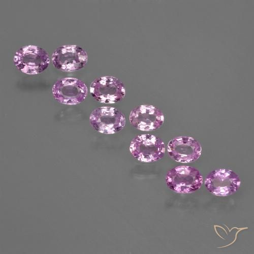 10-teiliges Set ovaler lila Saphir aus Tansania - Gewicht 2,04 ct gesamt / Durchschn. je 0,2ct, Größe 4,1 x 3,2mm, Farbe: Mittelviolett, Mohs-Härte 9 Geeignet für den täglichen Gebrauch im Schmuck, September Geburtsstein, Photo A