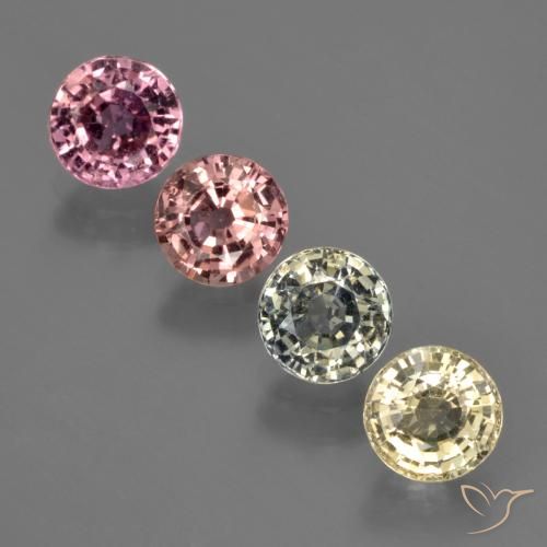 3.54 ctw Multicolor Sapphire Gemstones, Sapphire Gems in Round Facet Shape for Sale.