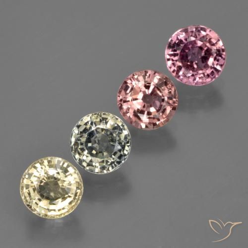 3.54 ctw Multicolor Sapphire Stones, Natural Sapphire in Round Facet Shape for Sale