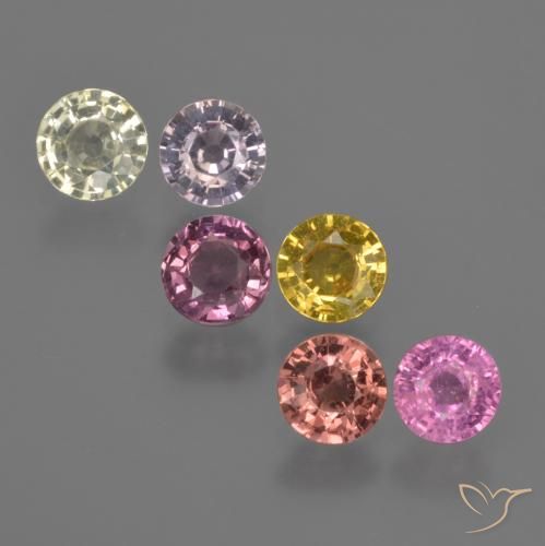 2.75 ctw Multicolor Sapphire Gemstones, Sapphire Gems in Round Facet Shape for Sale.