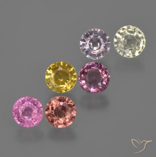 2.75 ctw Multicolor Sapphire Stones, Natural Sapphire in Round Facet Shape for Sale