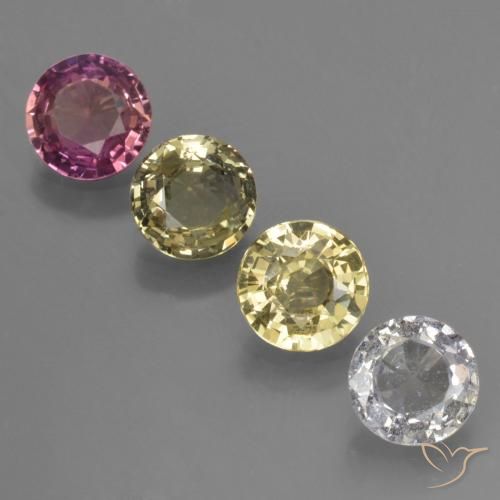 3.02 ctw Multicolor Sapphire Gemstones, Sapphire Gems in Round Facet Shape for Sale.