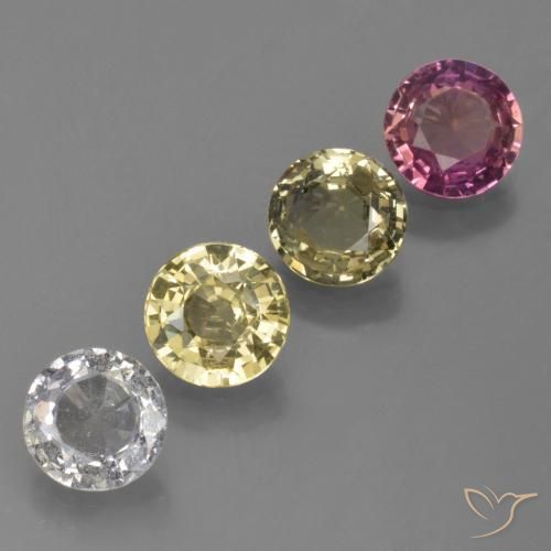 3.02 ctw Multicolor Sapphire Stones, Natural Sapphire in Round Facet Shape for Sale