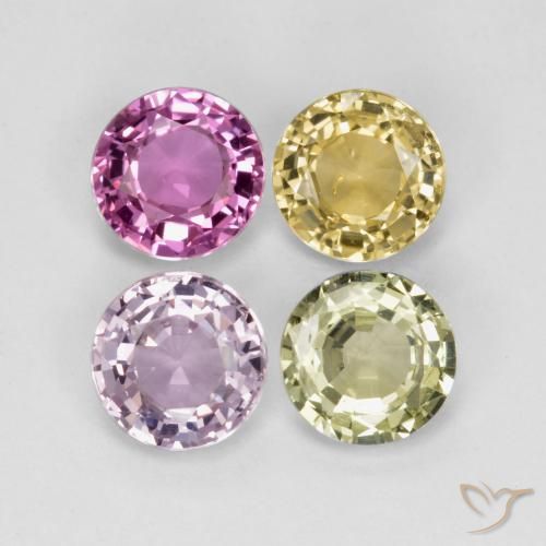 2.56 ctw Multicolor Sapphire Gemstones, Sapphire Gems in Round Facet Shape for Sale.