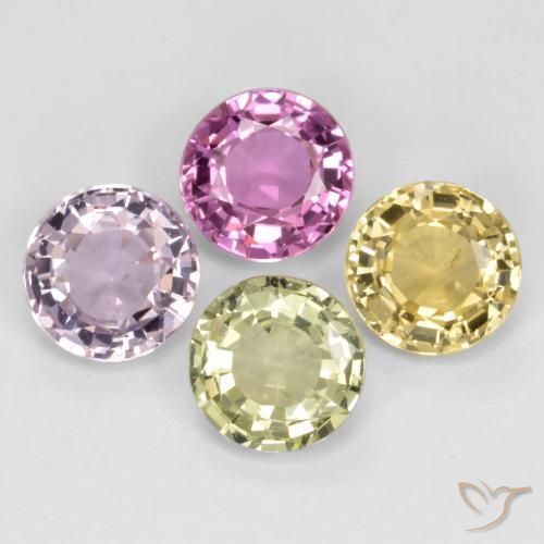 2.56 ctw Multicolor Sapphire Stones, Natural Sapphire in Round Facet Shape for Sale