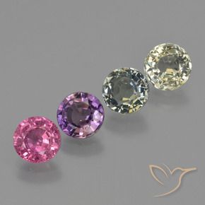 3.13 ctw Multicolor Sapphire Stones, Natural Sapphire in Round Facet Shape for Sale