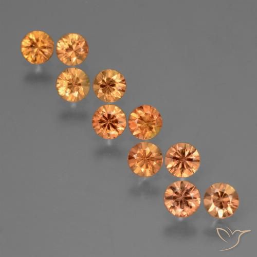 2.18 ctw Orange Sapphire Gemstones, Sapphire Gems in Diamond-Cut Shape for Sale.