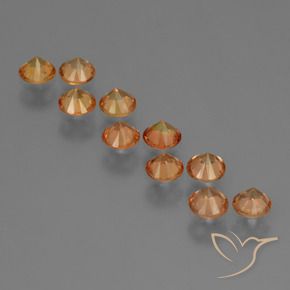Sapphire Gemstones in 3.5 mm (calibrated) Size for Sale, Sapphire Stones in Bright Orange Color