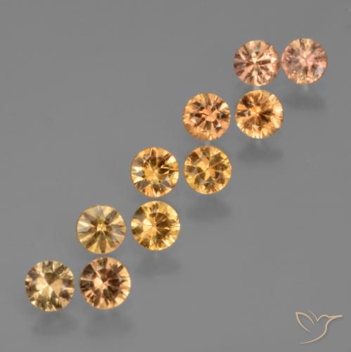 2.07 ctw Orange Sapphire Stones, Natural Sapphire in Diamond-Cut Shape for Sale
