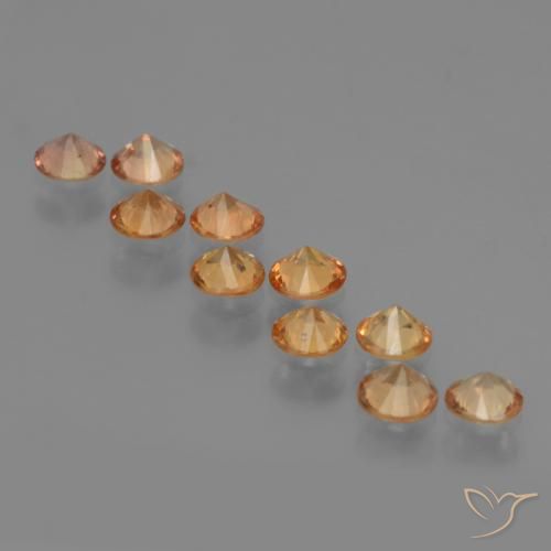 Sapphire Gemstones in 3.6 mm Size for Sale, Sapphire Stones in Medium Orange Color