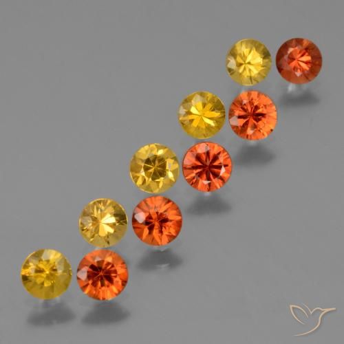 3.10 ctw Orange Sapphire Stones, Natural Sapphire in Diamond-Cut Shape for Sale