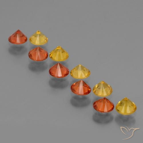 Sapphire Gemstones in 4 mm (calibrated) Size for Sale, Sapphire Stones in Medium Orange Color
