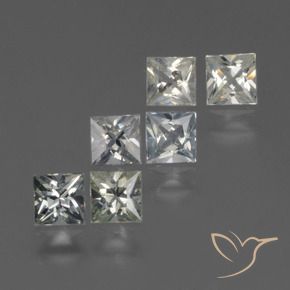 1.19 ctw White Sapphire Stones, Natural Sapphire in Princess-Cut Shape for Sale