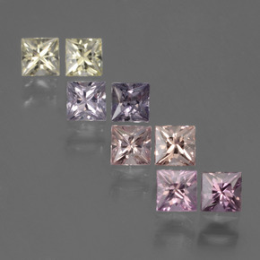 マルチカラー サファイア 宝石 - 0.2ct プリンセスカット (ID: 424248)