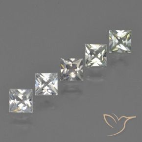 1.21 ctw White Sapphire Stones, Natural Sapphire in Princess-Cut Shape for Sale