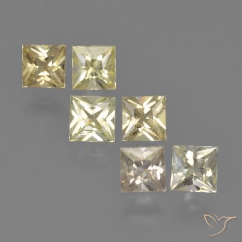 1.60 ctw Yellow Sapphire Stones, Natural Sapphire in Princess-Cut Shape for Sale