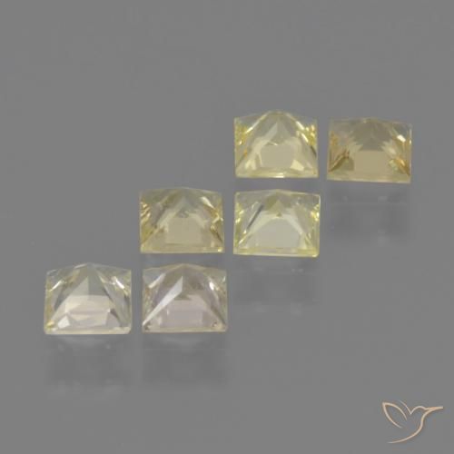 Sapphire Gemstones in 3.5 x 3.4 mm Size for Sale, Sapphire Stones in Light Yellow Color