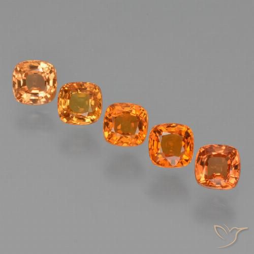 2.33 ctw Orange Sapphire Gemstones, Sapphire Gems in Cushion-Cut Shape for Sale.