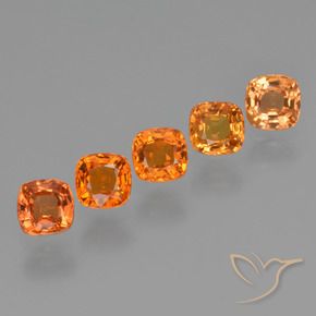 2.33 ctw Orange Sapphire Stones, Natural Sapphire in Cushion-Cut Shape for Sale