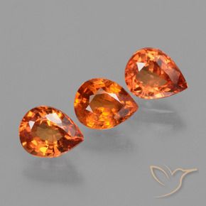 2.06 ctw Orange Sapphire Stones, Natural Sapphire in Pear Facet Shape for Sale