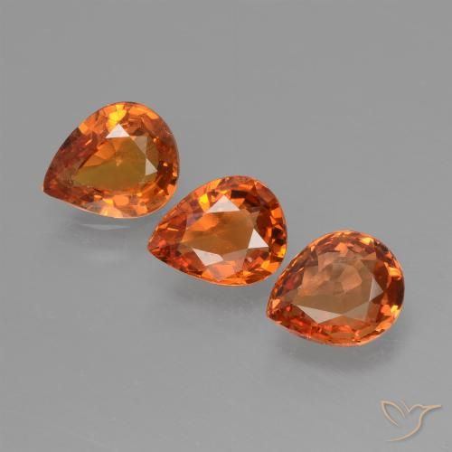 Orange rougeâtre Saphir gemme - 0.6ct Poire facette (ID: 427357)