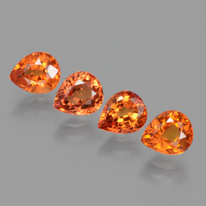 アンバーオレンジ サファイア 宝石 - 0.9ct ペアーファセット (ID: 427361)