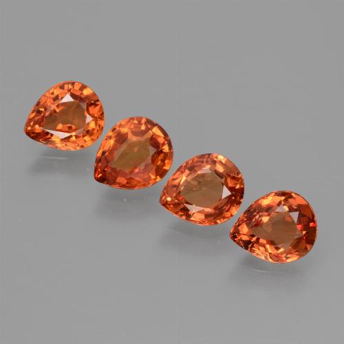 Reddish Orange Sapphire Gem - 0.7ct Pear Facet (ID: 427364)