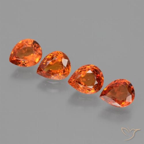 Naranja oscuro Zafiro Gema - 0.8ct Corte en forma de pera (ID: 427365)
