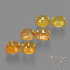 Sapphire Gemstones in 4 x 3.8 mm Size for Sale, Sapphire Stones in Dark Orange-Gold Color