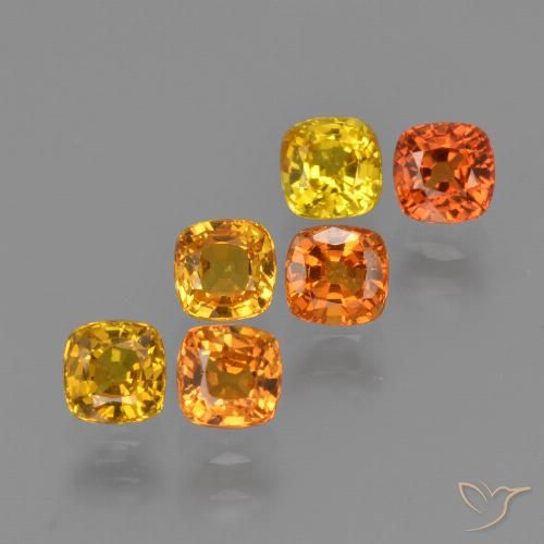 2.71 ctw Orange Sapphire Gemstones, Sapphire Gems in Cushion-Cut Shape for Sale.