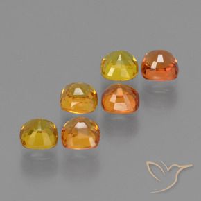 Sapphire Gemstones in 4 x 4 mm (calibrated) Size for Sale, Sapphire Stones in Bright Orange Color