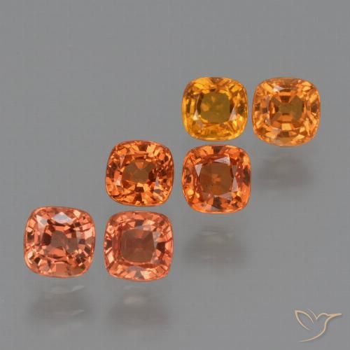 2.69 ctw Orange Sapphire Gemstones, Sapphire Gems in Cushion-Cut Shape for Sale.