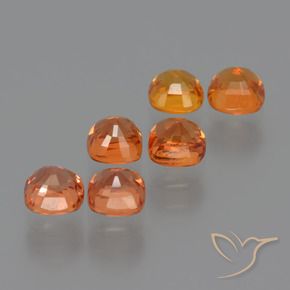 Sapphire Gemstones in 4 x 4 mm (calibrated) Size for Sale, Sapphire Stones in Bright Orange Color