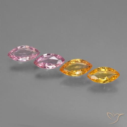 1.66 ctw Multicolor Sapphire Gemstones, Sapphire Gems in Marquise Facet Shape for Sale.