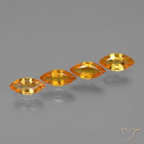 Ярко-оранжевый Сапфир Камень - 0.4ct Фасетная Маркиза (ID: 429817)