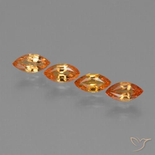 Bright Orange Sapphire Gem - 0.5ct Marquise Facet (ID: 429848)