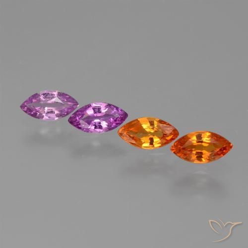 1.73 ctw Multicolor Sapphire Gemstones, Sapphire Gems in Marquise Facet Shape for Sale.