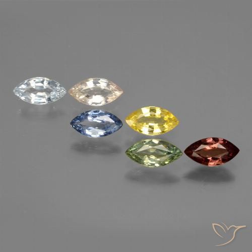 Multicolor Sapphire Gem - 0.4ct Marquise Facet (ID: 429887)