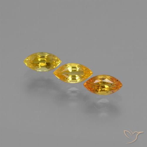 1.27 ctw Orange Sapphire Gemstones, Sapphire Gems in Marquise Facet Shape for Sale.